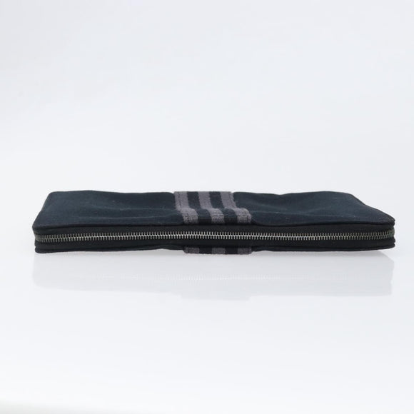 HERMES Fourre Tout Perth Wallet Cotton Black Silver Auth am12528A