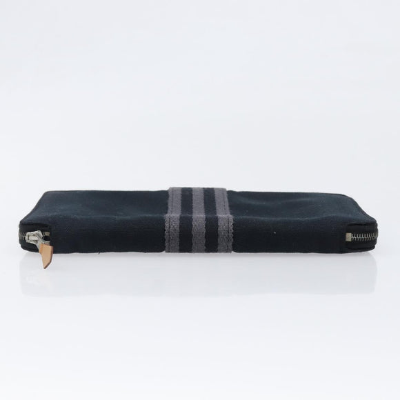 HERMES Fourre Tout Perth Wallet Cotton Black Silver Auth am12528A
