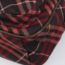 BURBERRY Nova Check Blue Label Shoulder Bag Nylon Bordeaux Silver Auth am12529A-14