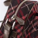 BURBERRY Nova Check Blue Label Shoulder Bag Nylon Bordeaux Silver Auth am12529A-10