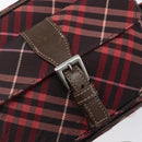 BURBERRY Nova Check Blue Label Shoulder Bag Nylon Bordeaux Silver Auth am12529A-18