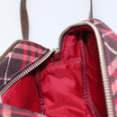 BURBERRY Nova Check Blue Label Shoulder Bag Nylon Bordeaux Silver Auth am12529A-19