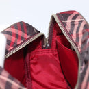 BURBERRY Nova Check Blue Label Shoulder Bag Nylon Bordeaux Silver Auth am12529A-20