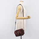 BURBERRY Nova Check Blue Label Shoulder Bag Nylon Bordeaux Silver Auth am12529A-23