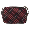 BURBERRY Nova Check Blue Label Shoulder Bag Nylon Bordeaux Silver Auth am12529A-2