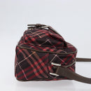 BURBERRY Nova Check Blue Label Shoulder Bag Nylon Bordeaux Silver Auth am12529A-3