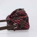BURBERRY Nova Check Blue Label Shoulder Bag Nylon Bordeaux Silver Auth am12529A-4