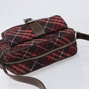 BURBERRY Nova Check Blue Label Shoulder Bag Nylon Bordeaux Silver Auth am12529A-6