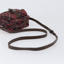 BURBERRY Nova Check Blue Label Shoulder Bag Nylon Bordeaux Silver Auth am12529A-7