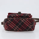 BURBERRY Nova Check Blue Label Shoulder Bag Nylon Bordeaux Silver Auth am12529A-5