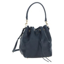 SAINT LAURENT Emmanuel Shoulder Bag Leather 2way Navy Gold Auth am12532A-1