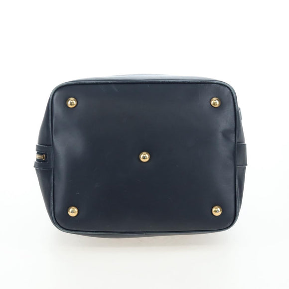 SAINT LAURENT Emmanuel Shoulder Bag Leather 2way Navy Gold Auth am12532A