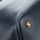 SAINT LAURENT Emmanuel Shoulder Bag Leather 2way Navy Gold Auth am12532A-18