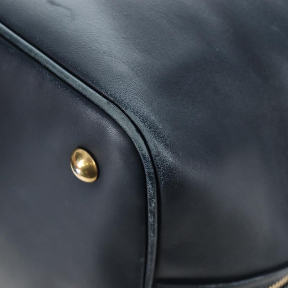 SAINT LAURENT Emmanuel Shoulder Bag Leather 2way Navy Gold Auth am12532A