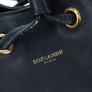 SAINT LAURENT Emmanuel Shoulder Bag Leather 2way Navy Gold Auth am12532A-20