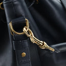 SAINT LAURENT Emmanuel Shoulder Bag Leather 2way Navy Gold Auth am12532A-21