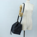 SAINT LAURENT Emmanuel Shoulder Bag Leather 2way Navy Gold Auth am12532A-30