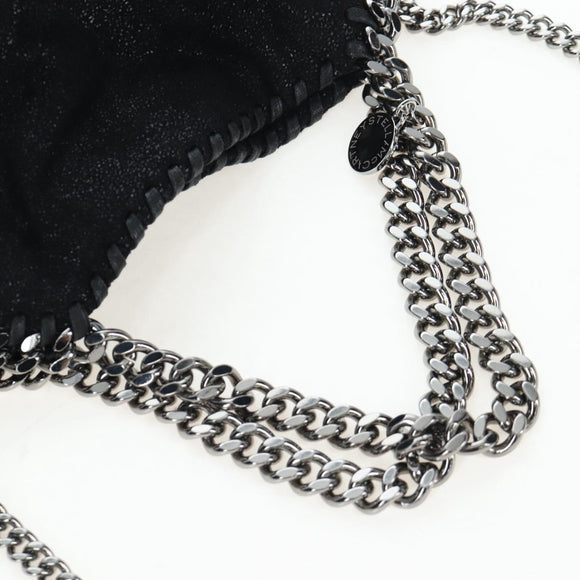 Stella MacCartney Chain Falabella Bag Suede Black Silver 371223 Auth am12535V