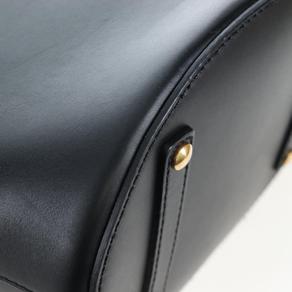 BURBERRY Bucket Shoulder Bag Leather Black Gold Auth am12540V