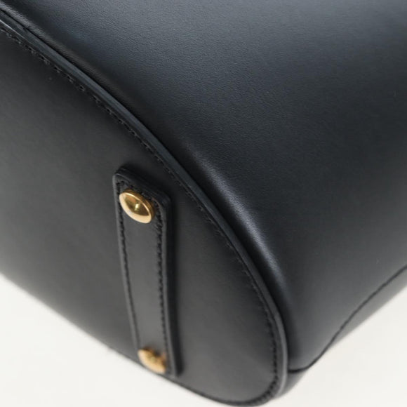 BURBERRY Bucket Shoulder Bag Leather Black Gold Auth am12540V