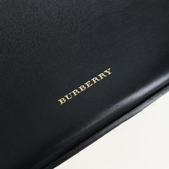 BURBERRY Bucket Shoulder Bag Leather Black Gold Auth am12540V