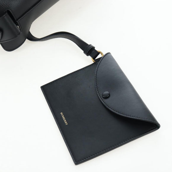 BURBERRY Bucket Shoulder Bag Leather Black Gold Auth am12540V