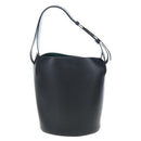 BURBERRY Bucket Shoulder Bag Leather Black Gold Auth am12540V-2