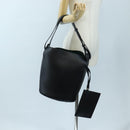 BURBERRY Bucket Shoulder Bag Leather Black Gold Auth am12540V-31