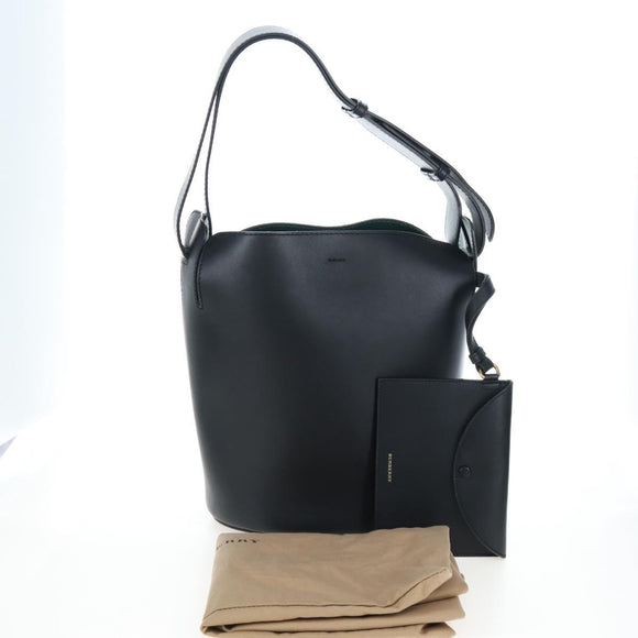 BURBERRY Bucket Shoulder Bag Leather Black Gold Auth am12540V