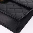 CHANEL Matelasse Push Lock Shoulder Bag Lamb Skin Black Gold CC Auth am12544M-15