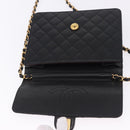 CHANEL Matelasse Push Lock Shoulder Bag Lamb Skin Black Gold CC Auth am12544M-18