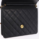 CHANEL Matelasse Push Lock Shoulder Bag Lamb Skin Black Gold CC Auth am12544M-20