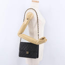 CHANEL Matelasse Push Lock Shoulder Bag Lamb Skin Black Gold CC Auth am12544M-27