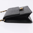 CHANEL Matelasse Push Lock Shoulder Bag Lamb Skin Black Gold CC Auth am12544M-4