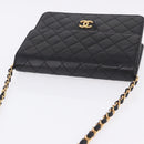 CHANEL Matelasse Push Lock Shoulder Bag Lamb Skin Black Gold CC Auth am12544M-6