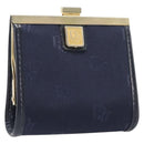 Christian Dior Gamaguchi Coin Purse Canvas Navy Gold Auth am12546V-1