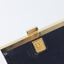 Christian Dior Gamaguchi Coin Purse Canvas Navy Gold Auth am12546V-8