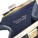 Christian Dior Gamaguchi Coin Purse Canvas Navy Gold Auth am12546V-9