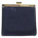 Christian Dior Gamaguchi Coin Purse Canvas Navy Gold Auth am12546V-2