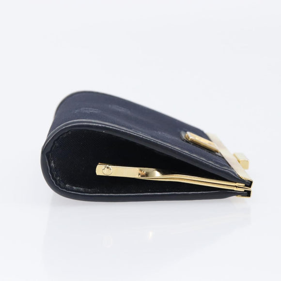 Christian Dior Gamaguchi Coin Purse Canvas Navy Gold Auth am12546V