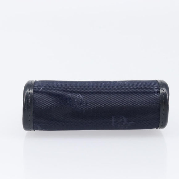 Christian Dior Gamaguchi Coin Purse Canvas Navy Gold Auth am12546V