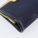 Christian Dior Gamaguchi Coin Purse Canvas Navy Gold Auth am12546V-14