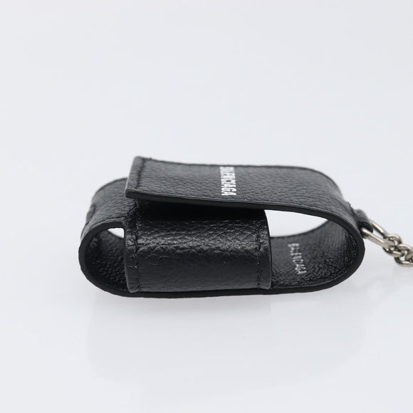 BALENCIAGA Air Pods case Earphone case Leather Black Silver 659926 Auth am12548M