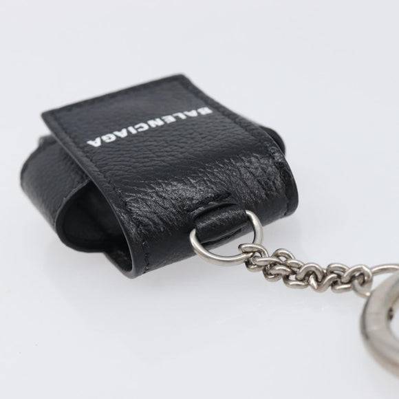 BALENCIAGA Air Pods case Earphone case Leather Black Silver 659926 Auth am12548M