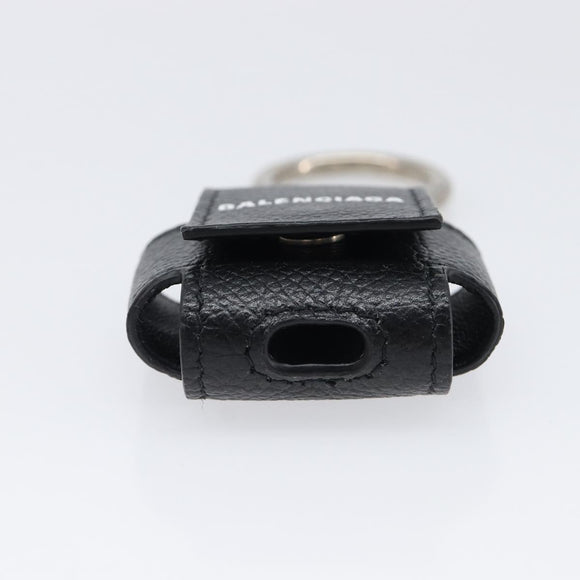 BALENCIAGA Air Pods case Earphone case Leather Black Silver 659926 Auth am12548M