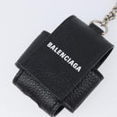 BALENCIAGA Air Pods case Earphone case Leather Black Silver 659926 Auth am12548M-18