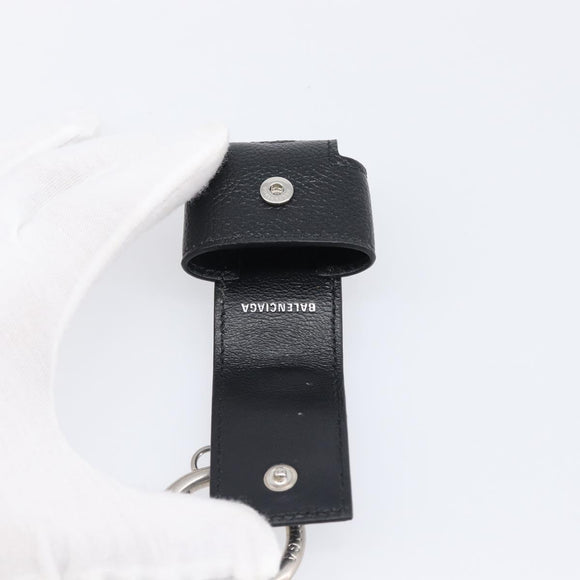 BALENCIAGA Air Pods case Earphone case Leather Black Silver 659926 Auth am12548M