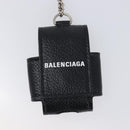 BALENCIAGA Air Pods case Earphone case Leather Black Silver 659926 Auth am12548M-14