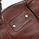 Chloe Patsy Hand Bag Leather Brown Silver Auth am12552A-17