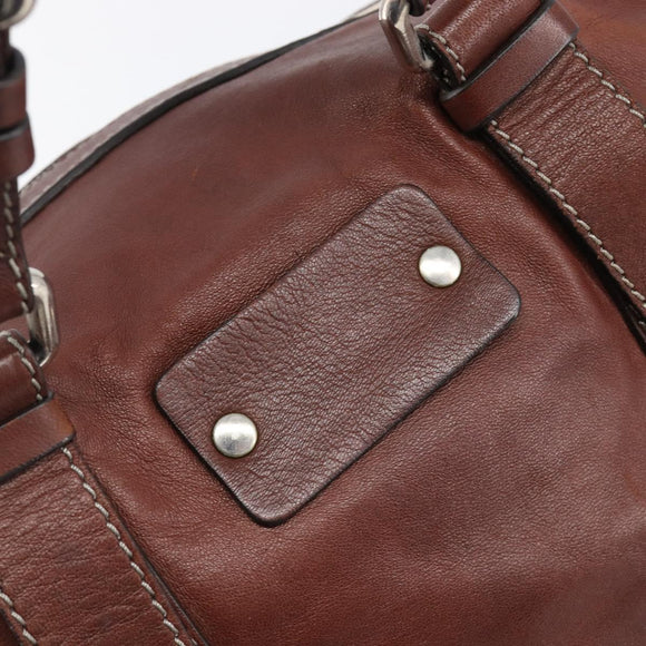 Chloe Patsy Hand Bag Leather Brown Silver Auth am12552A